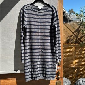 LOFT Gray and Navy Sweater Dress size large